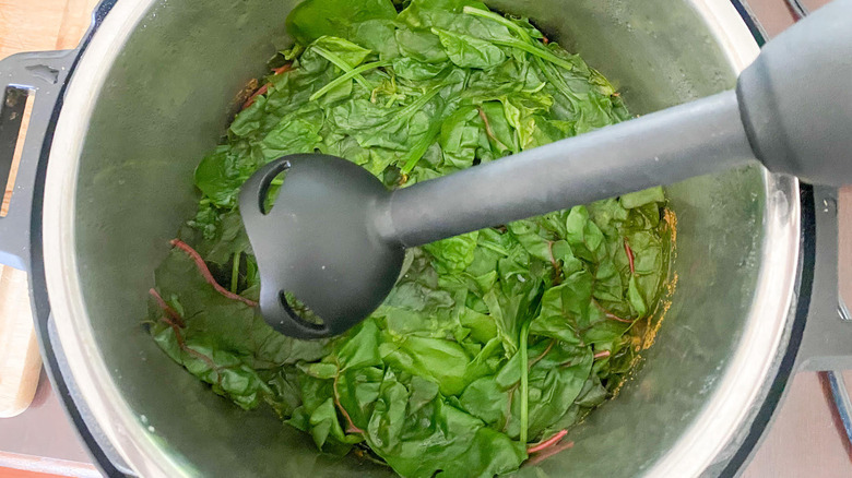 Photo of an immersion blender in an Instant Pot