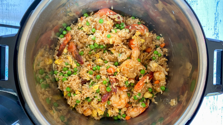 shrimp fried rice meal in Instant Pot