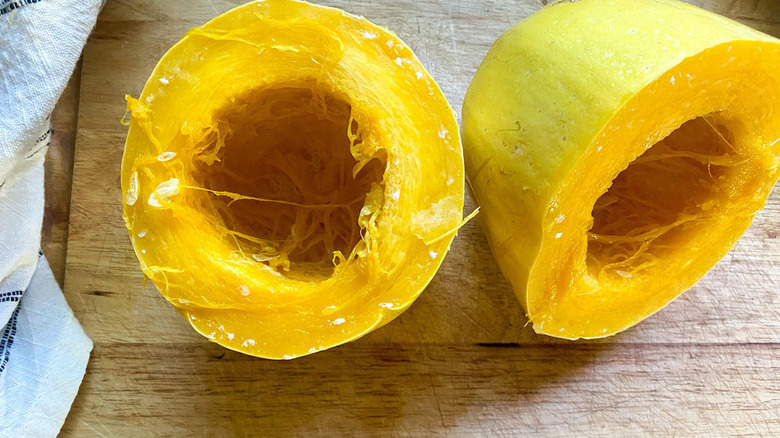 spaghetti squash halved