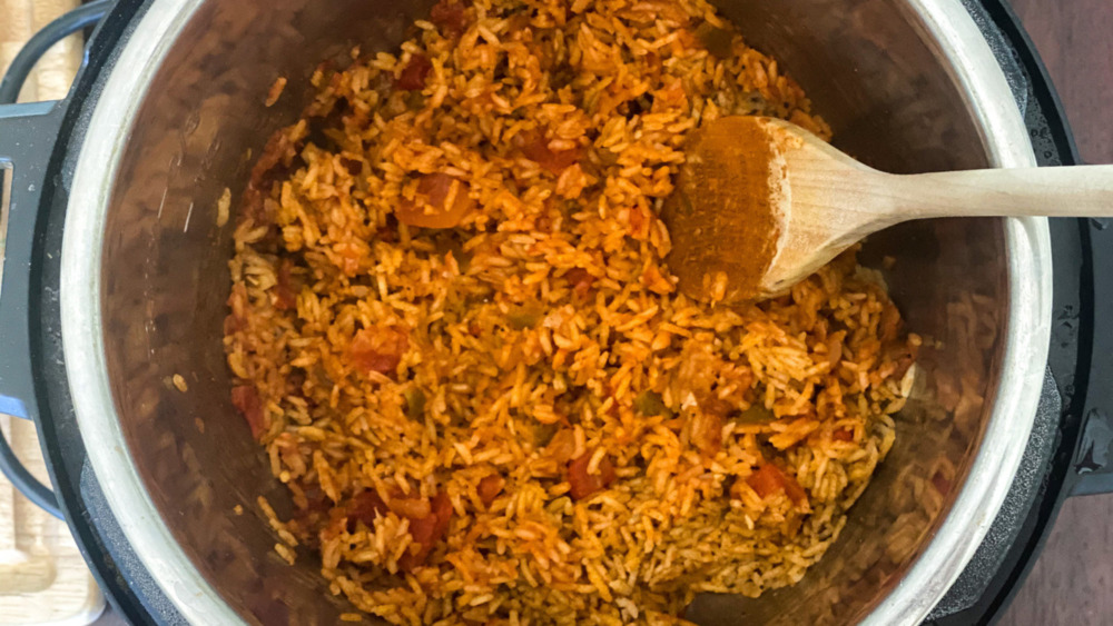 Instant Pot Spanish rice cooking