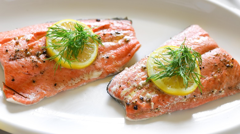 salmon fillets with lemon