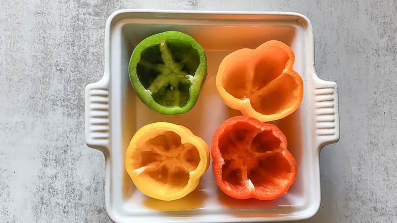 hollow bell peppers in dish