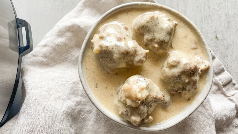 meatballs with sauce in bowl