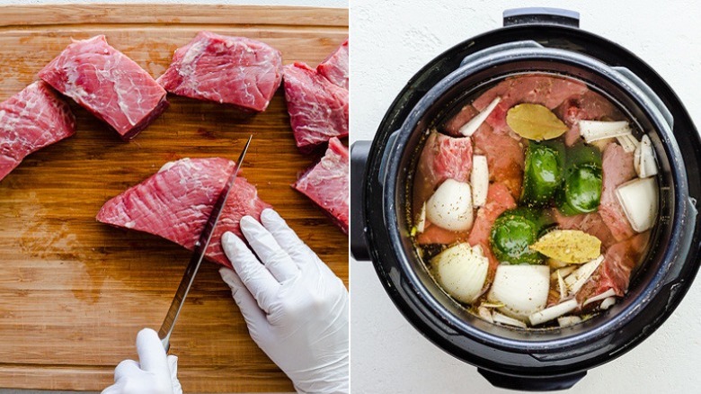 slicing flank steak for instant pot vaca frita