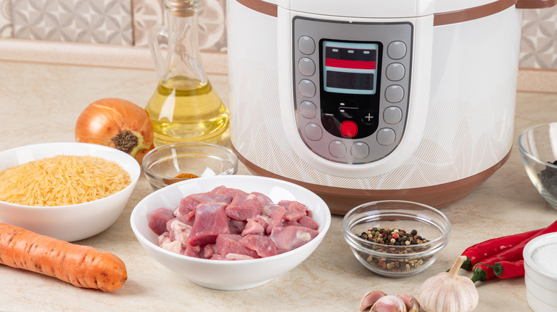 instant pot with meat and veggies 