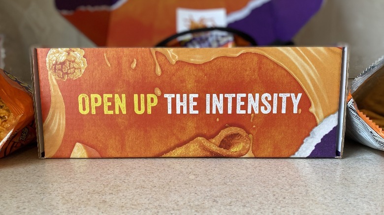 Side of Takis box on counter