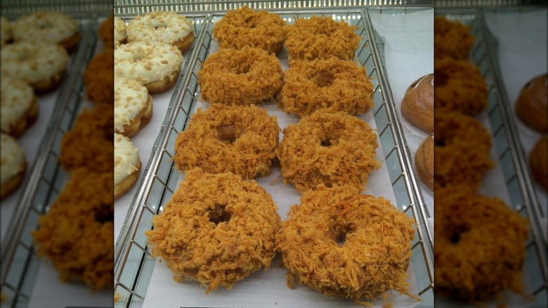 Display of pork floss donuts 