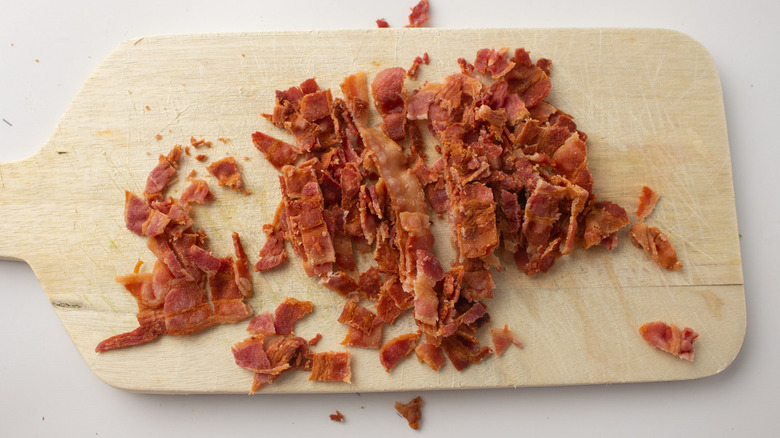 partially chopped cooked bacon