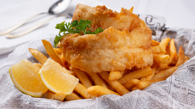 Basket of fish and chips