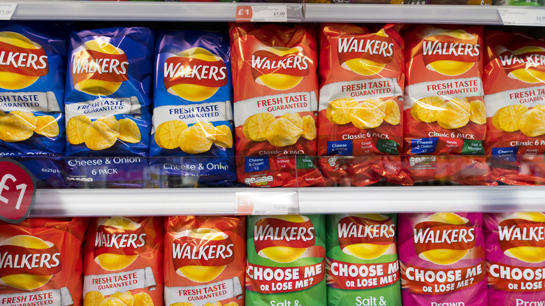 Display of chips in grocery store