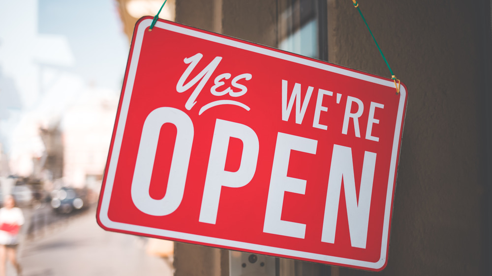 Red store open sign