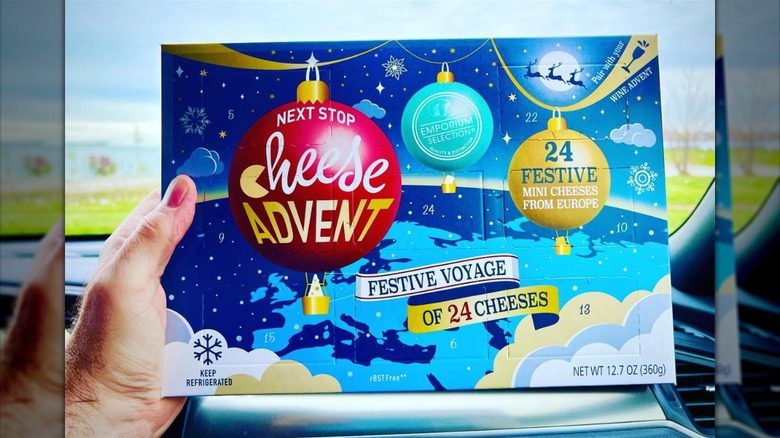 Person holding Aldi advent calendar