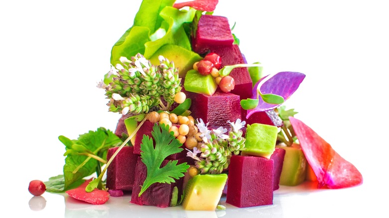 Beet tartare with avocado and fresh herbs