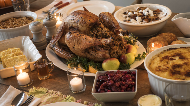 Turkey and sides on table