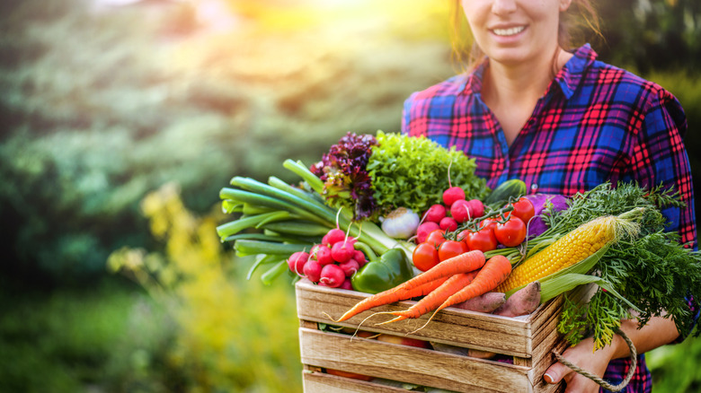 Woman carrying harvest 