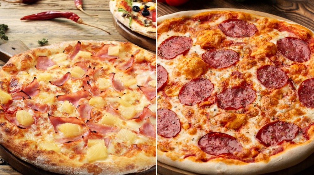 Hawaiian pizza and regular pizza