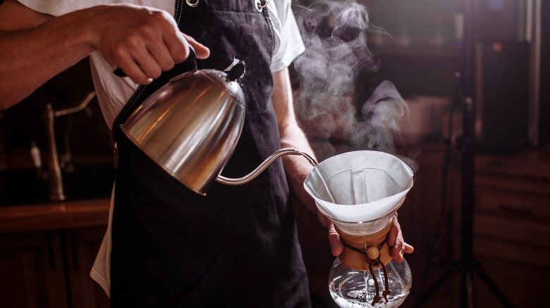 coffee pour over from barista