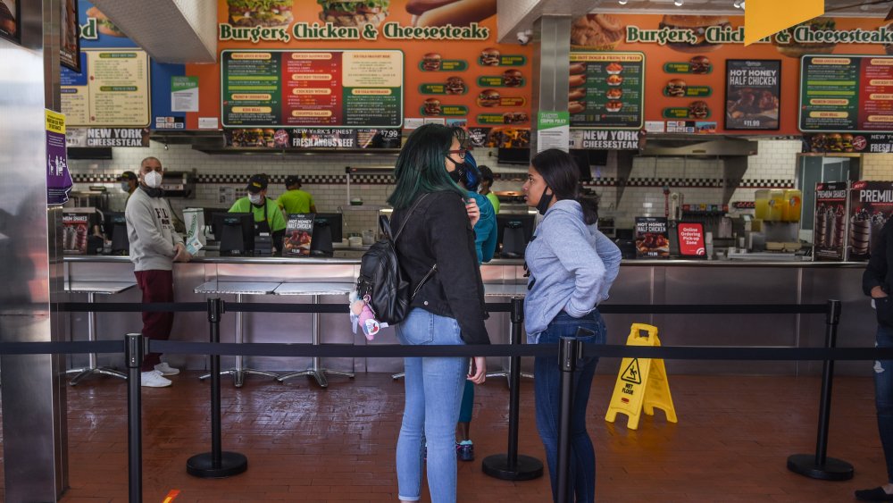 Customers ordering out at a New York restaurant