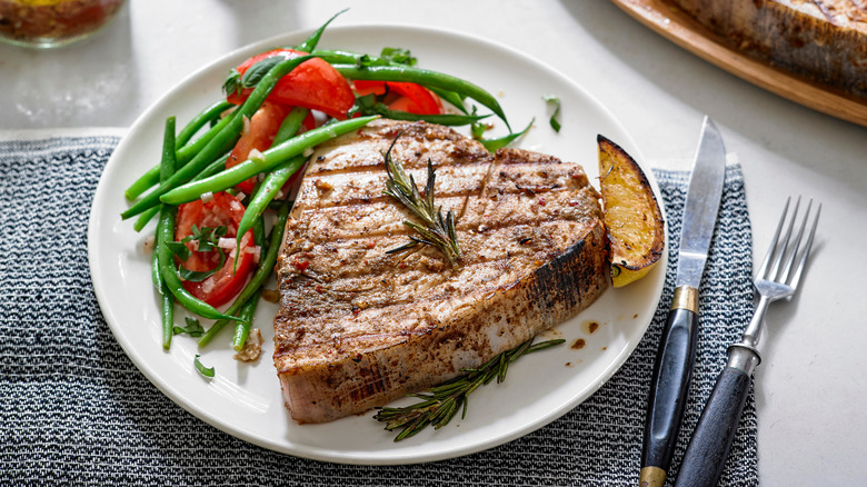 Grilled swordfish steak