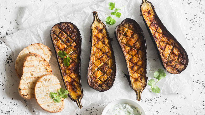 A photo of grilled eggplant