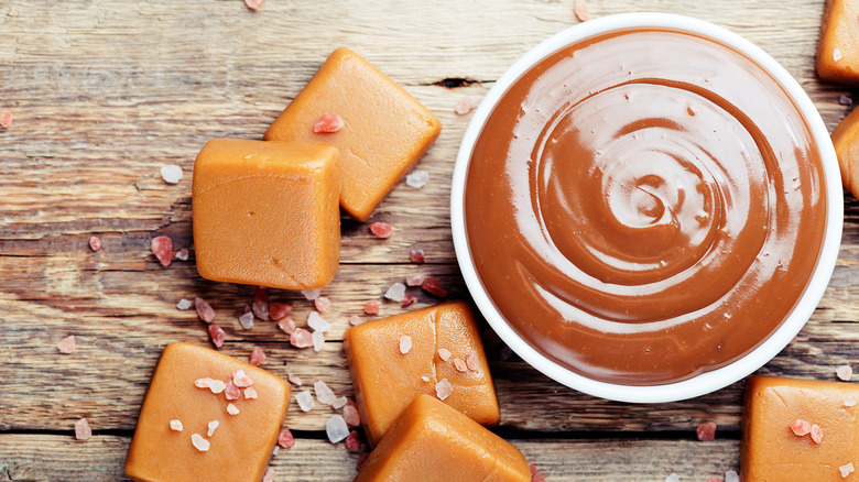 Caramels and butterscotch sauce