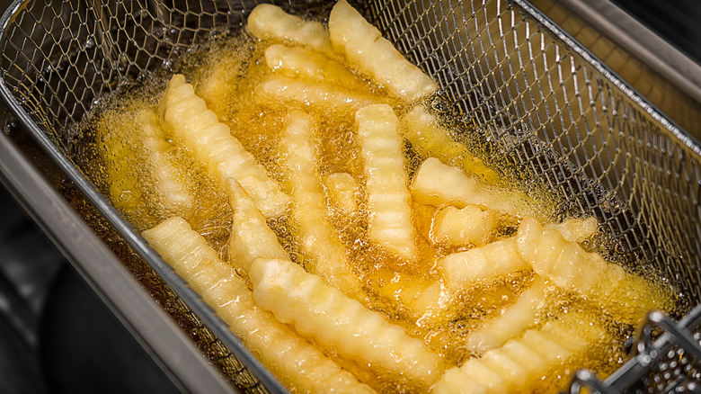 French fries in deep fryer