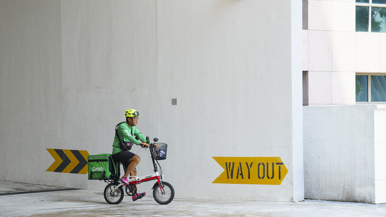 Food delivery person on bike