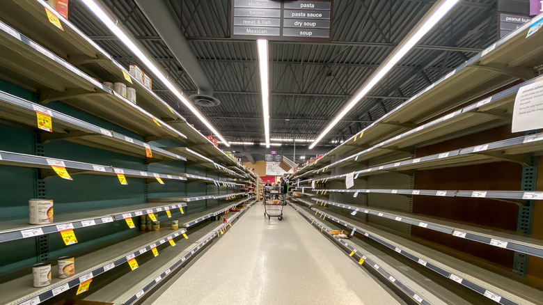 Empty grocery store shelves