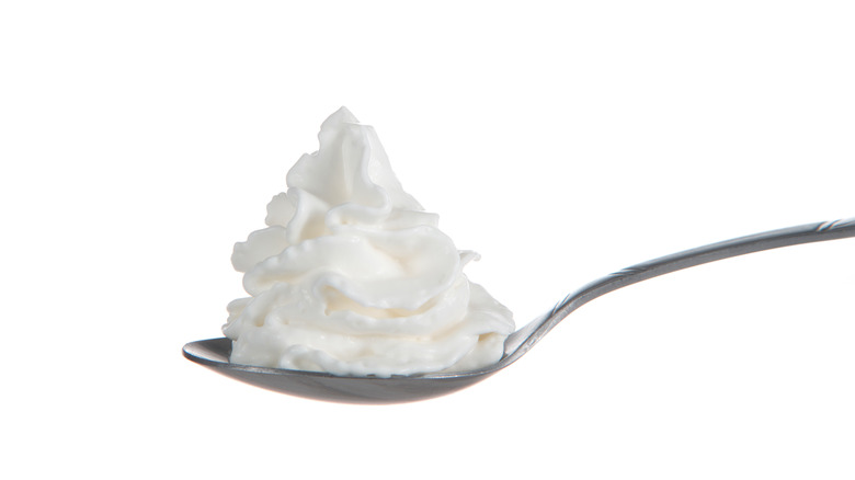 whipped cream on a spoon