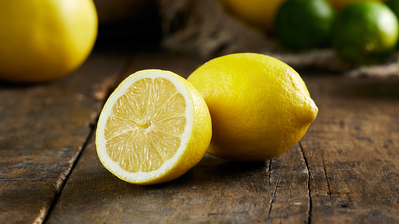 Citrus fruit on wooden table