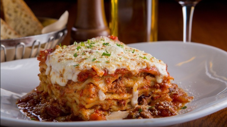 Lasagna on a Plate at Biaggi's Ristorante Italiano