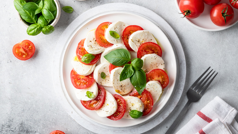 caprese salad on plate