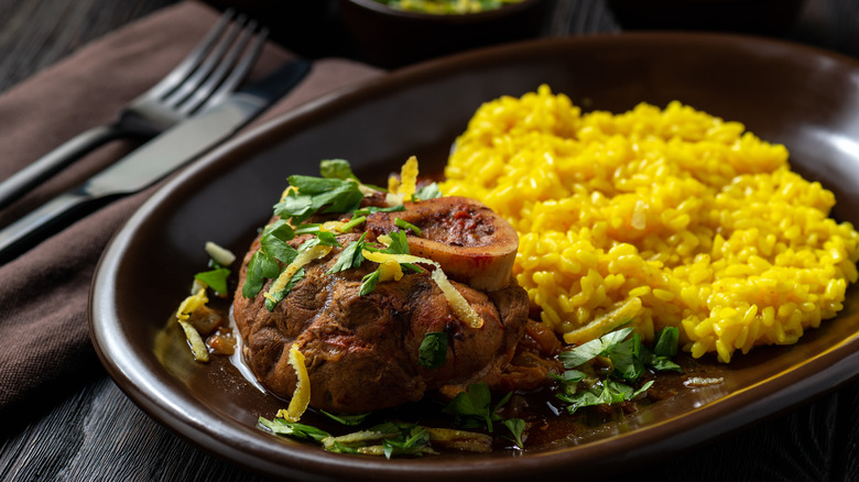 ossobuco with risotto dish