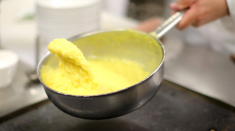 Chef cooking polenta 