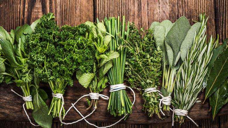 variety of fresh herbs