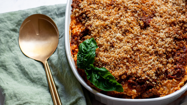 finished Italian rice ball casserole