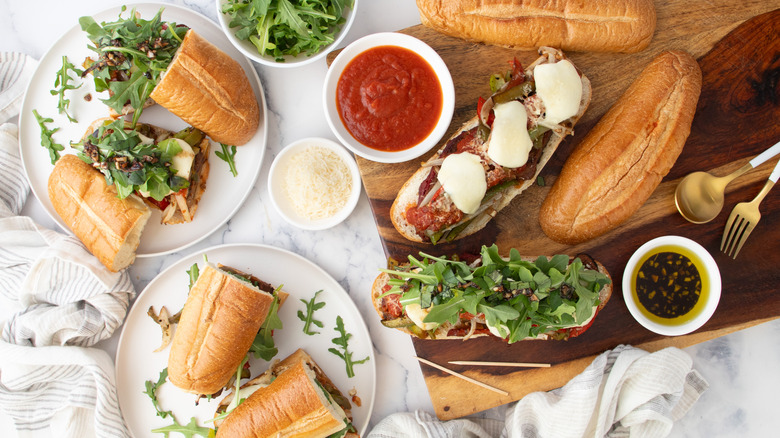 meatloaf sandwich spread on table