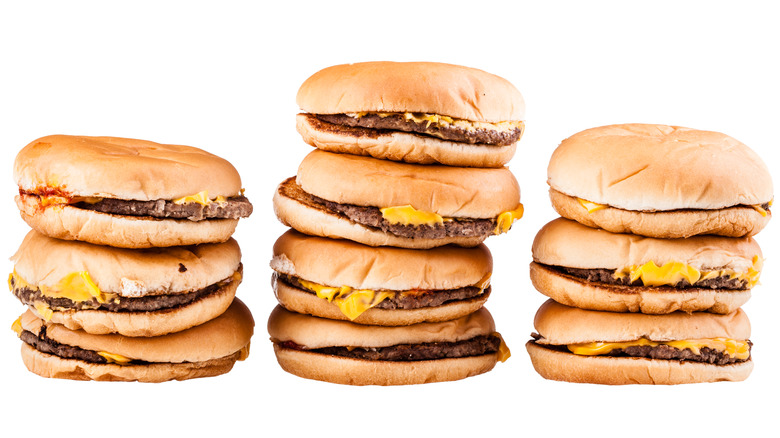 stacks of cheeseburgers