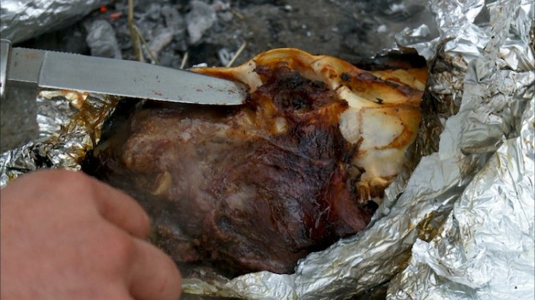 Roast deer head