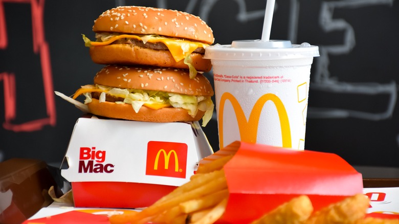 McDonald's burgers, drinks, and fries