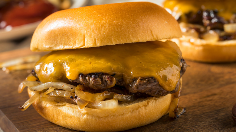 Oklahoma fried onion cheeseburger