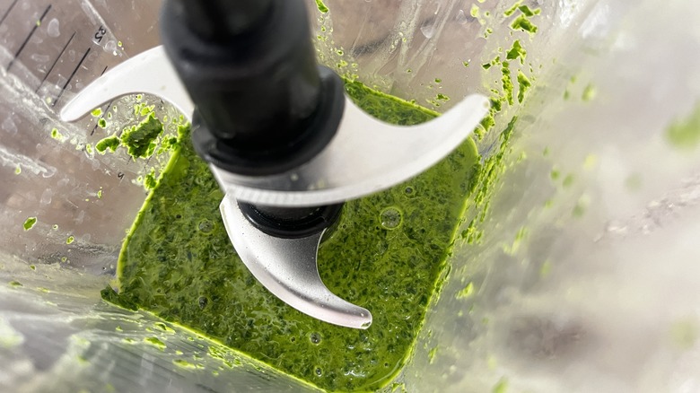 green puree in blender