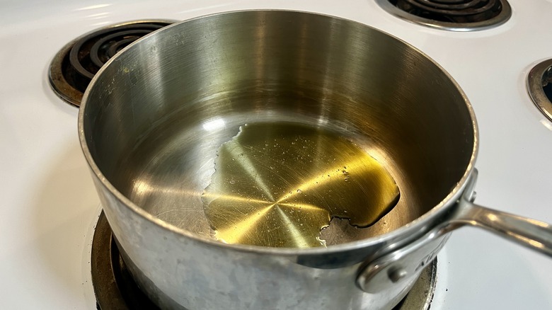 heating oil in pot