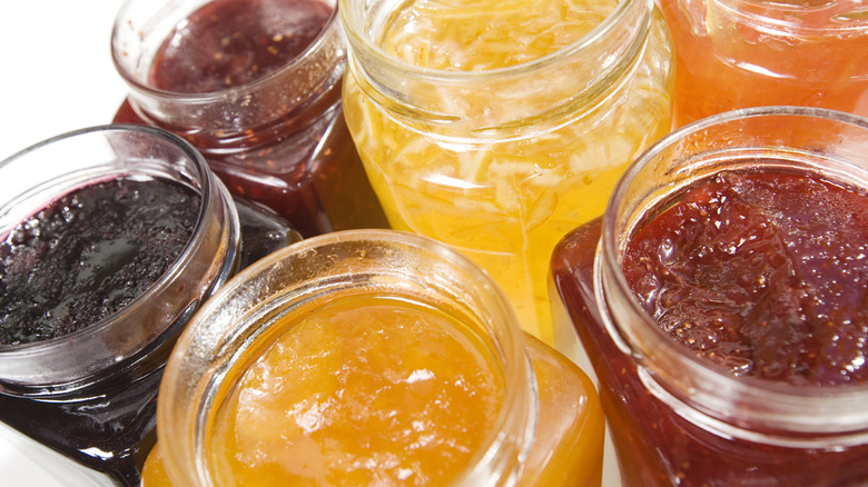 Variety of jams and preserves