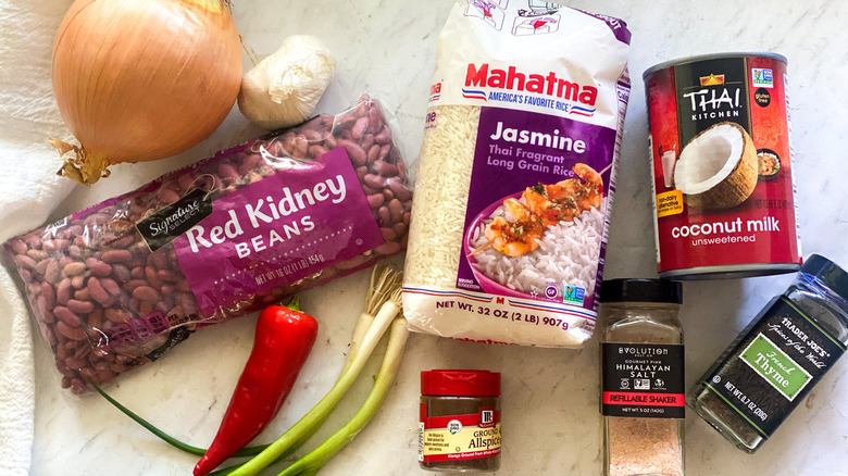 ingredients for Jamaican rice and peas