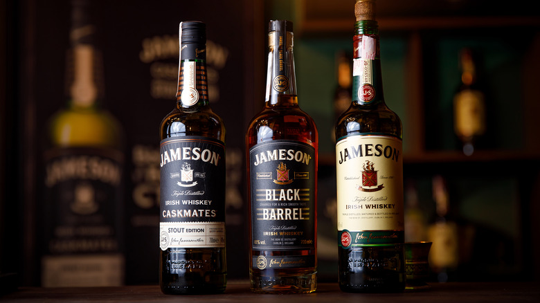 Varieties of Jameson Irish whiskey grouped together