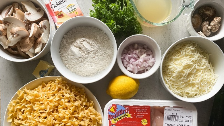 ingredients for baked chicken marsala with egg noodles