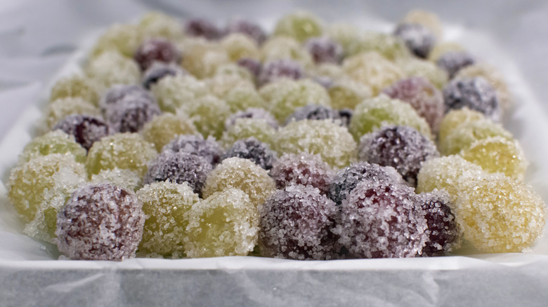 frozen sugared grapes