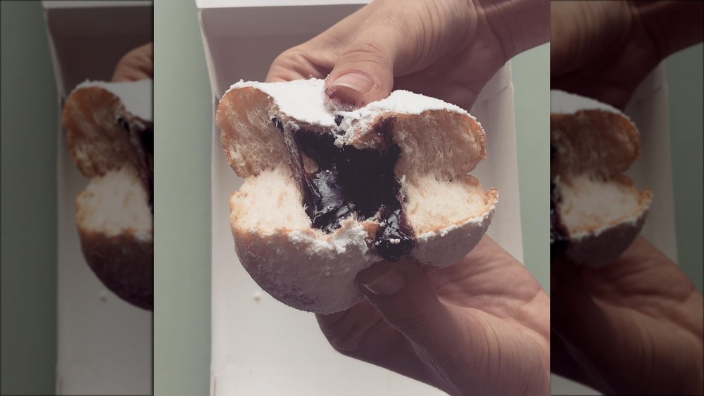 Krispy Kreme powdered blueberry donut