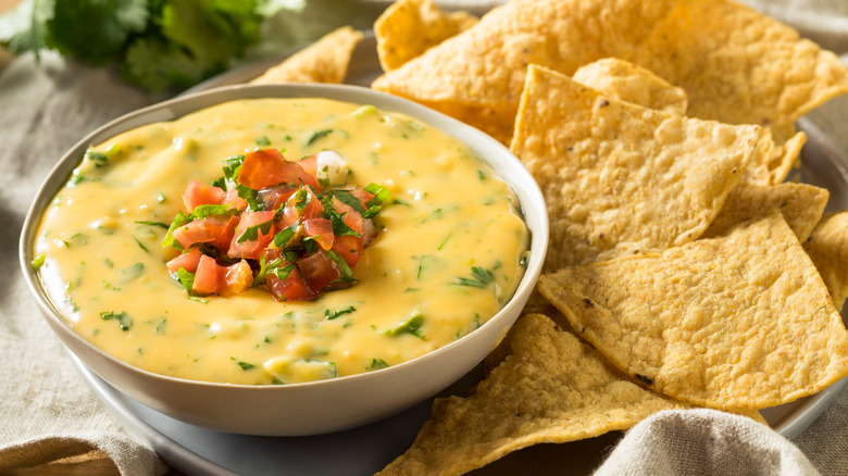 queso dip and tortilla chips